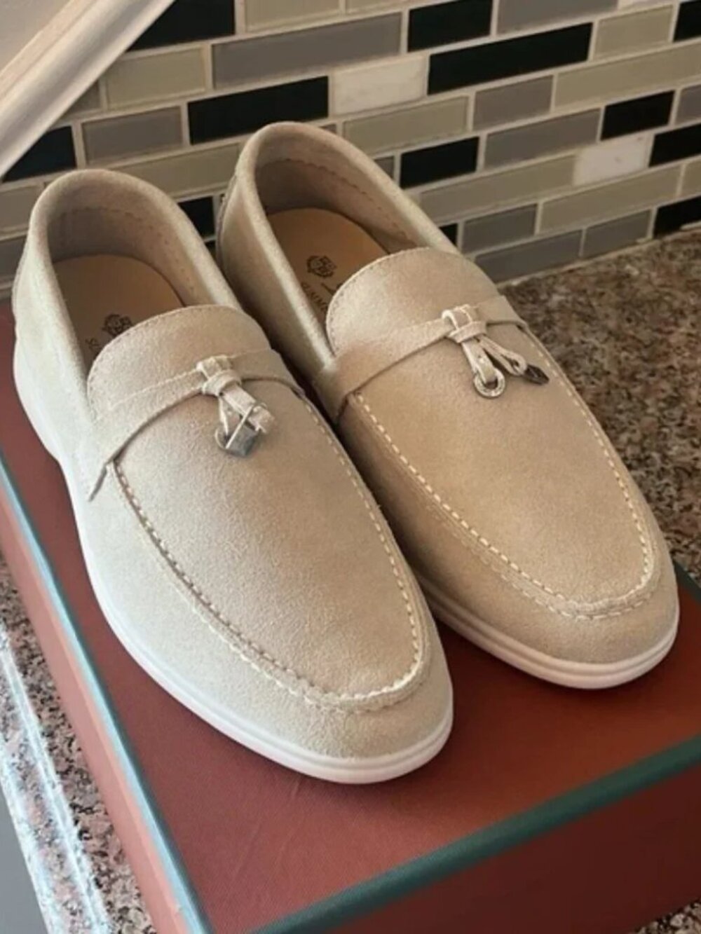Loro Piana Beige Suede Summer Walk Loafers